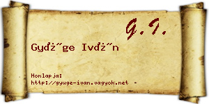 Gyüge Iván névjegykártya