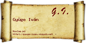 Gyüge Iván névjegykártya